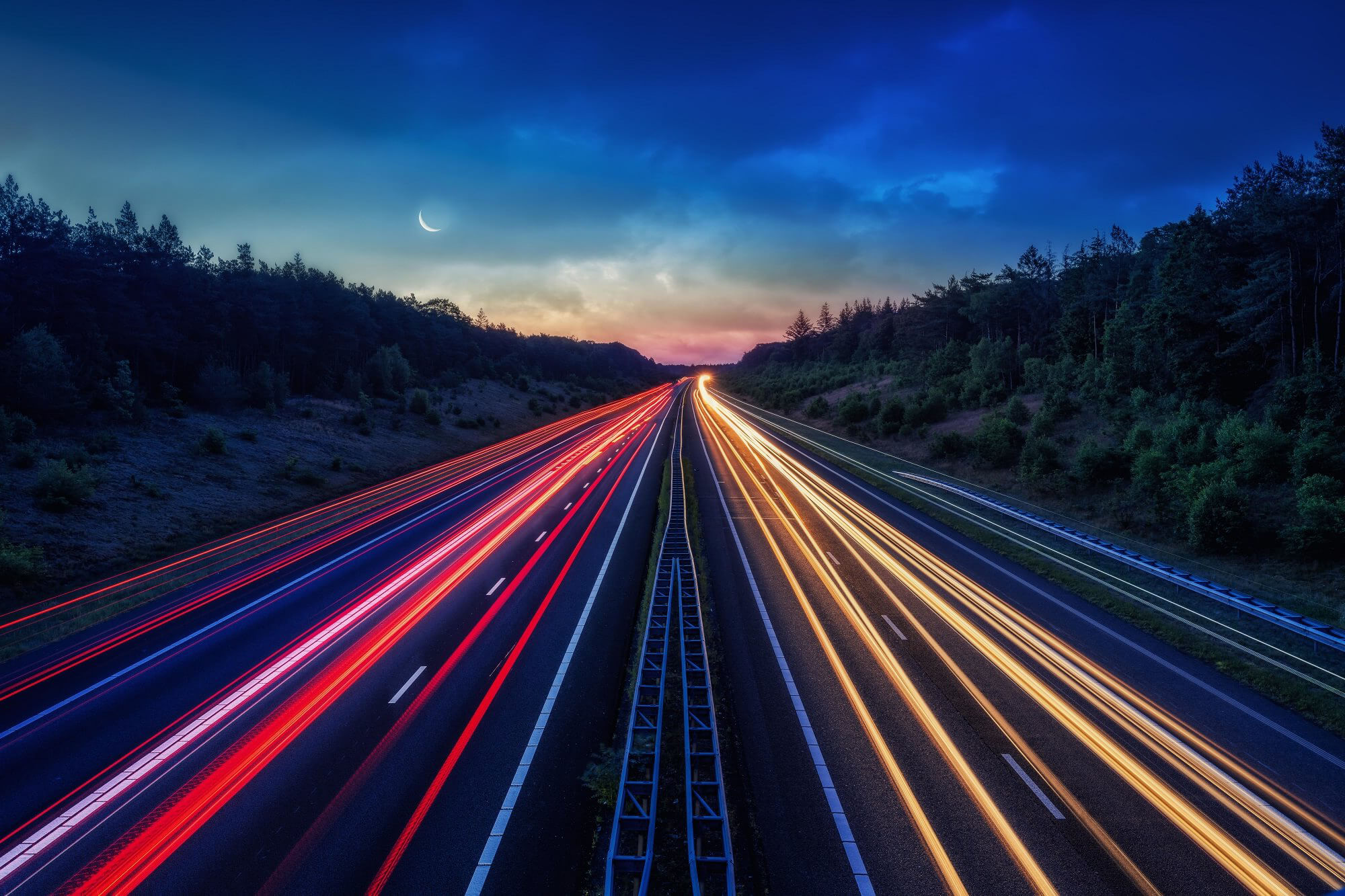 Road with car lights
